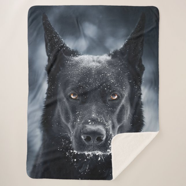 Black German Shepherd Sherpa Blanket (Front)