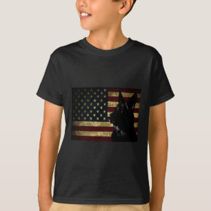 Black German Shepherd Shirt American Flag 4th July