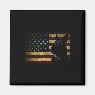 Black German Shepherd Shirt American Flag 4th July Magnet