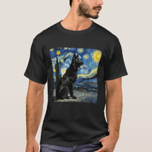 Black German Shepherd Starry Night Van Gogh Thanks T-Shirt