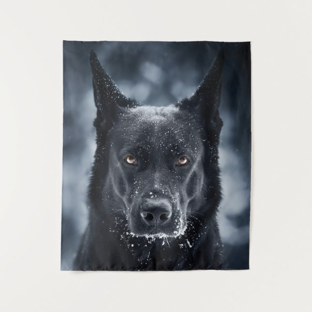 Black German Shepherd Tapestry (Front)