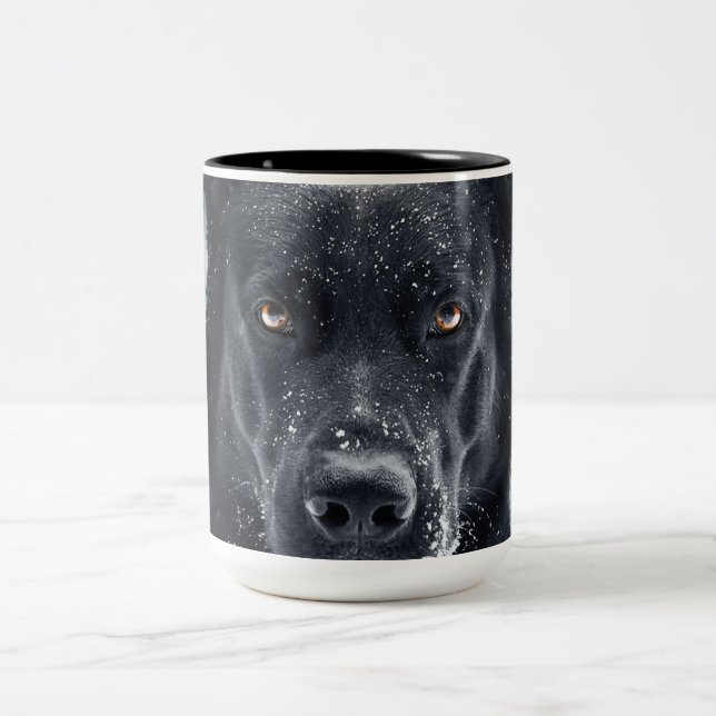 Black German Shepherd Two-Tone Coffee Mug (Center)