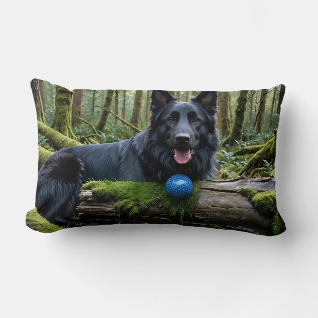 Black German Shepherd with Ball Lumbar Cushion (Front)
