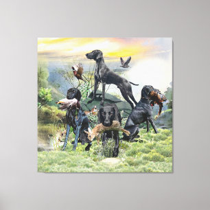 Black German Shorthaired Pointers    Canvas Print
