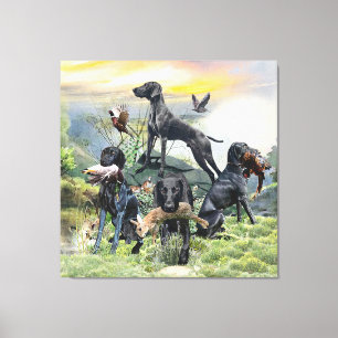 Black German Shorthaired Pointers    Canvas Print