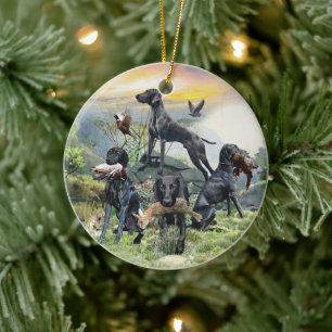 Black German Shorthaired Pointers Ceramic Tree Decoration