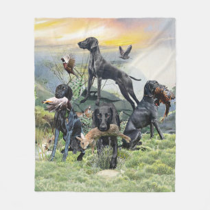 Black German Shorthaired Pointers Fleece Blanket