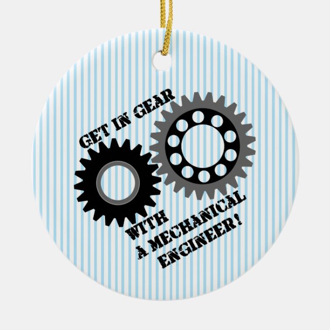 Black Get In Gear Ceramic Tree Decoration (Front)