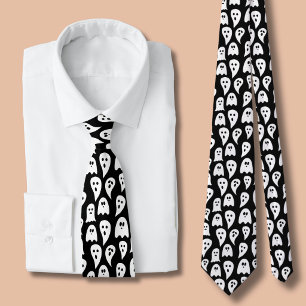 Black Ghost Halloween Tie