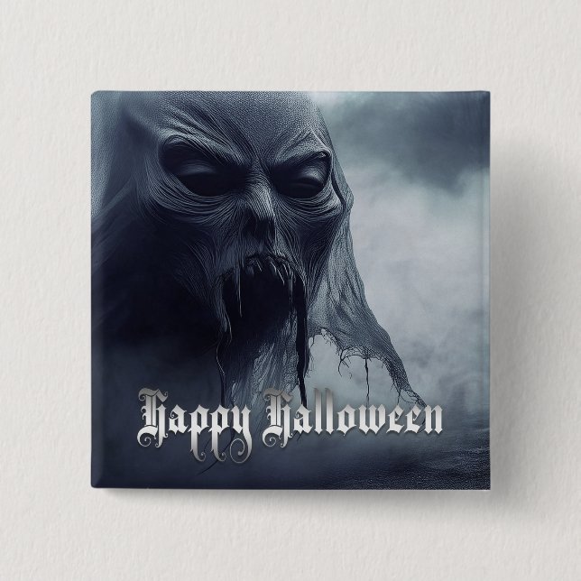 Black ghost in a hellish landscape - Halloween 15 Cm Square Badge (Front)