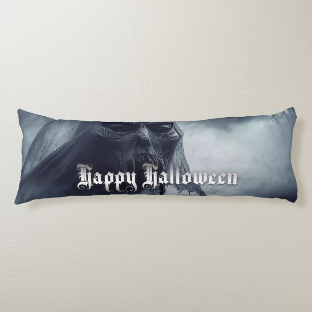 Black ghost in a hellish landscape - Halloween Body Cushion (Front)