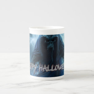 Black ghost in a hellish landscape - Halloween Bone China Mug
