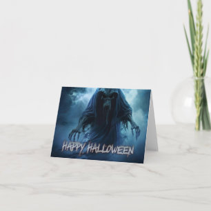 Black ghost in a hellish landscape - Halloween Card