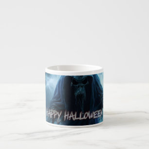 Black ghost in a hellish landscape - Halloween Espresso Cup
