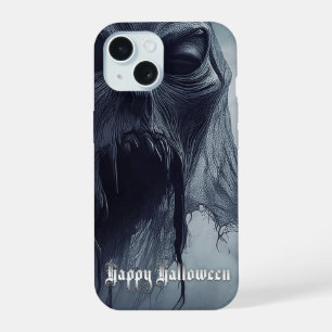 Black ghost in a hellish landscape - Halloween iPhone 15 Case
