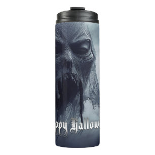 Black ghost in a hellish landscape - Halloween Thermal Tumbler