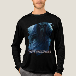 Black ghost in a hellish landscape - Halloween Tri-Blend Shirt
