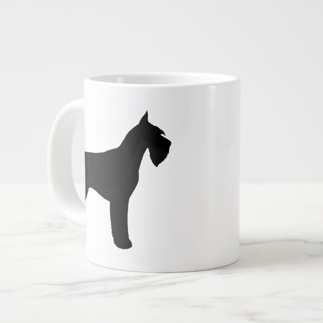 Black Giant Schnauzer Dog Silhouettes Large Coffee Mug (Front Left)
