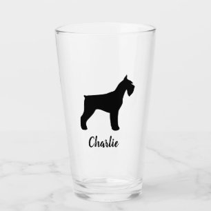 Black Giant Schnauzer Silhouette Custom Dog Lover Glass