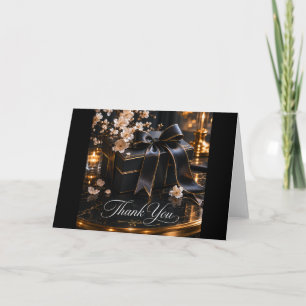 Black Gift Box Thank You Card   Candlelight Glam