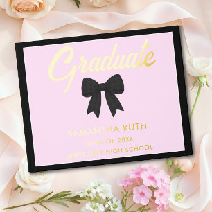Black Gingham Bow Graduation Party Guest Book