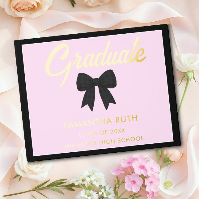 Black Gingham Bow Graduation Party Guest Book (Creator Uploaded)