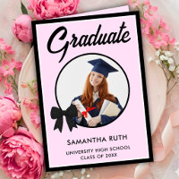 Black Gingham Bow Photo Graduation