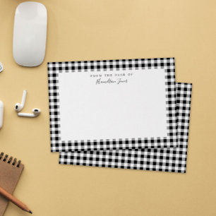 Black Gingham Check From the Desk of Thank You Card