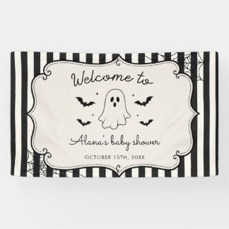 Black Gingham Ghost Halloween Banner