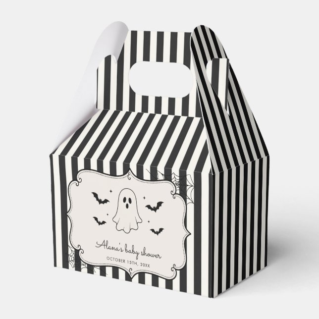 Black Gingham Ghost Halloween Favour Box (Front Side)