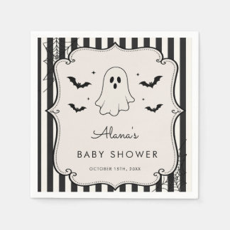 Black Gingham Ghost Halloween Napkin