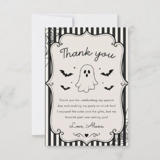 Black Gingham Ghost Halloween Thank You Card