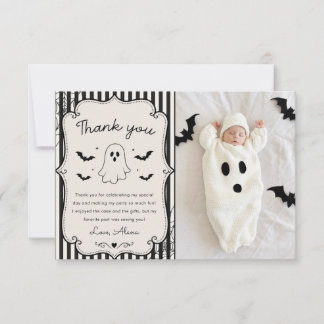 Black Gingham Ghost Halloween Thank You Card