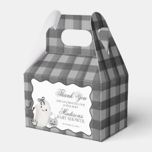 Black Gingham Little Boo Ghost Baby Shower Gable Favour Box