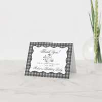 Black Gingham Little Boo Ghost Birthday Thank You