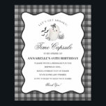Black Gingham Little Boo Ghost Time Capsule Game Poster<br><div class="desc">Hey Boo! Get ready for a spooktacular celebration with our Cute Ghost theme party decor! This charming design features an adorable ghost holding a pumpkin candy basket, set against a black wavy border and a preppy gingham background. Perfect for a fun and festive Halloween celebration. Let's get spooky in style...</div>