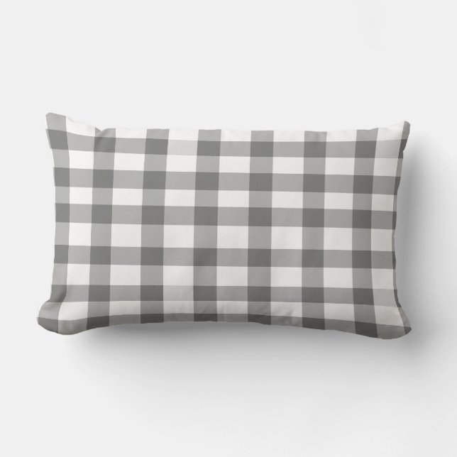 Black Gingham Lumbar Cushion (Front)
