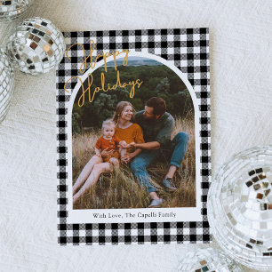 Black Gingham Photo Christmas Card