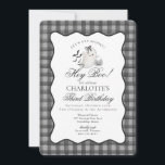 Black Gingham Preppy Ghost Hey Boo Birthday Invitation<br><div class="desc">Hey Boo! Get ready for a spooktacular celebration with our Cute Pastel Ghost theme party decor! This charming design features an adorable ghost holding a pumpkin candy basket, set against a black wavy border and a preppy gingham background. Perfect for a fun and festive Halloween celebration. Let's get spooky in...</div>