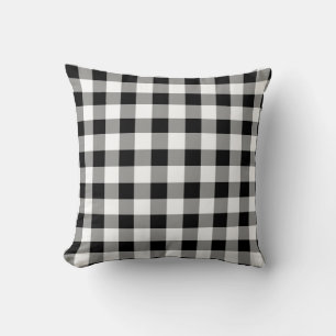 Black Gingham Reversible Throw Pillow