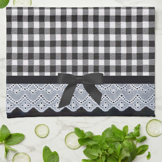 Black Gingham Tea Towel (Folded)