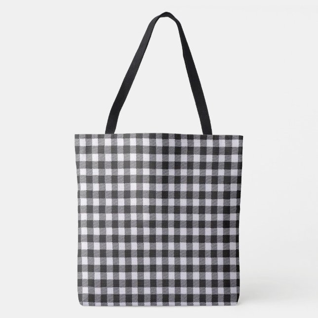 Black Gingham Tote Bag (Front)