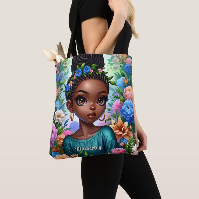 Black girl African American with Braids Tote Bag (Close Up)