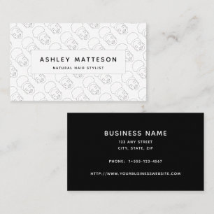 Black Girl Afro Natural Hair Stylist Black White Business Card