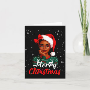 Black Girl Afro Santa Hat Merry Christmas African  Card