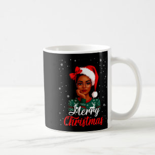 Black Girl Afro Santa Hat Merry Christmas African  Coffee Mug