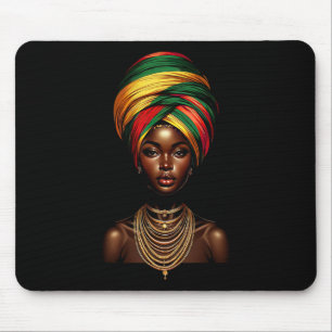 Black Girl Afro Woman Headscarf Headwrap Black His Mouse Pad