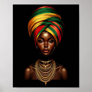 Black Girl Afro Woman Headscarf Headwrap Black His Poster