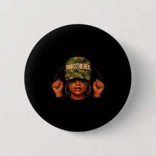 Black Girl & Cap Hat Camo Juneteenth Black Que 6 Cm Round Badge