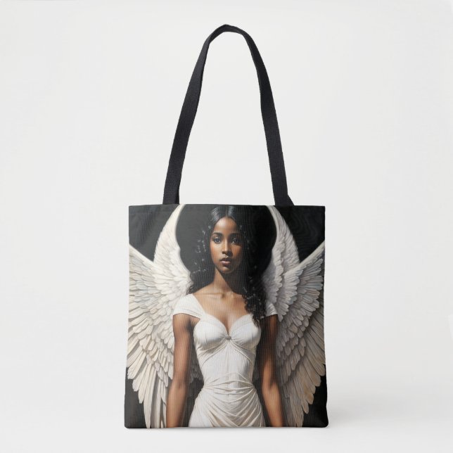Black Girl Angel Angelcore Art Tote Bag (Front)
